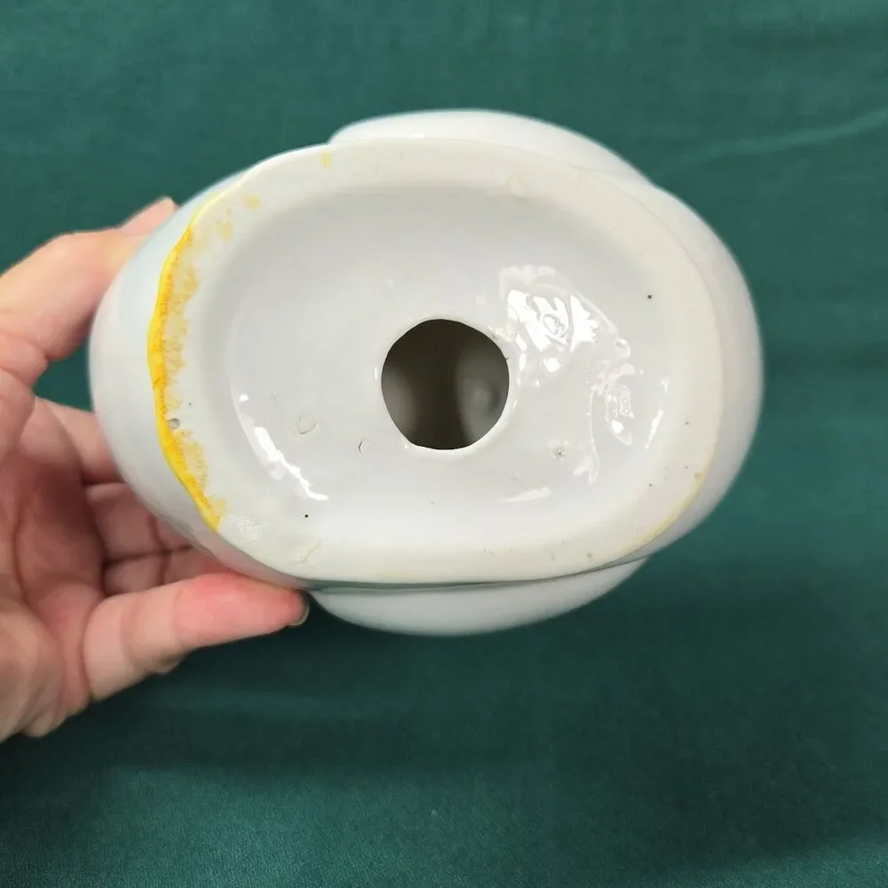 Vintage Goose Duck Soap Dish White & Yellow Ceramic Cottagecore Grandmacore
